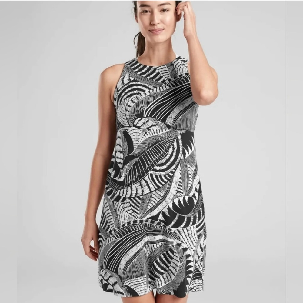 Athleta Black & White Tencel Modal Sleeveless Santorini Athletic Dress XS